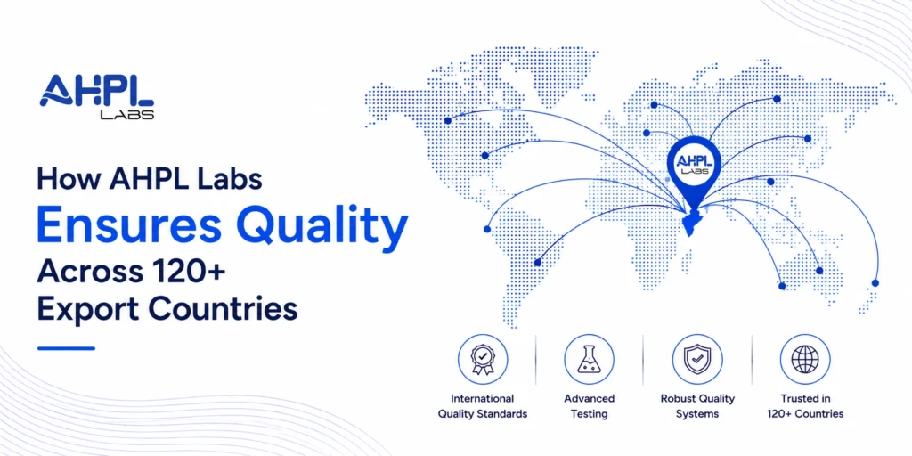AHPL Labs ensuring quality standards across 120+ export countries with international testing and robust quality systems
